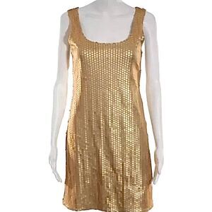 NEIMAN MARCUS Dress BAILEY 44 Gold Sequins Size L • NEW WITH TAGS •